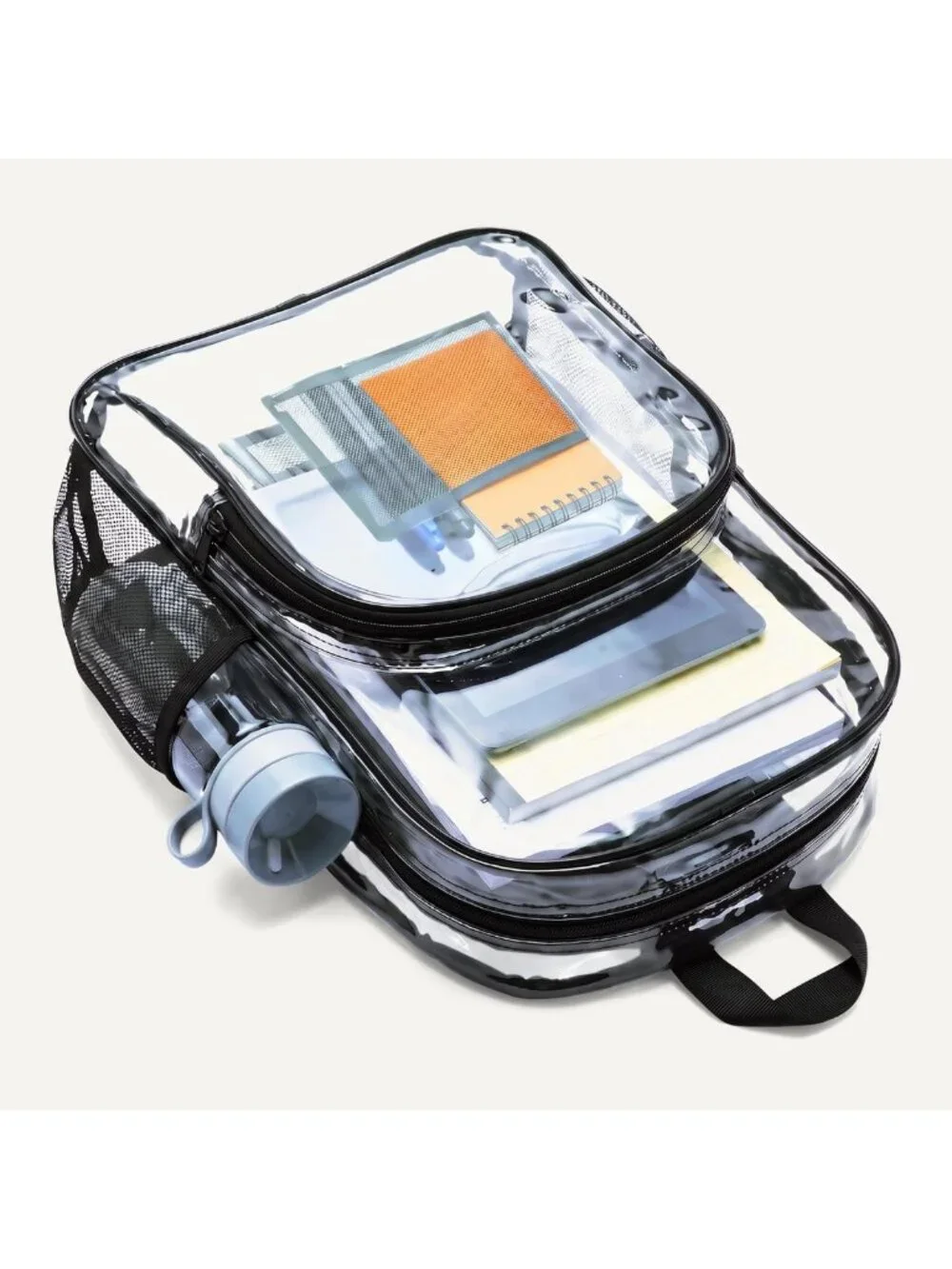 Clear Transparent School Backpack, Water-Resistant PVC, Reinforced Straps